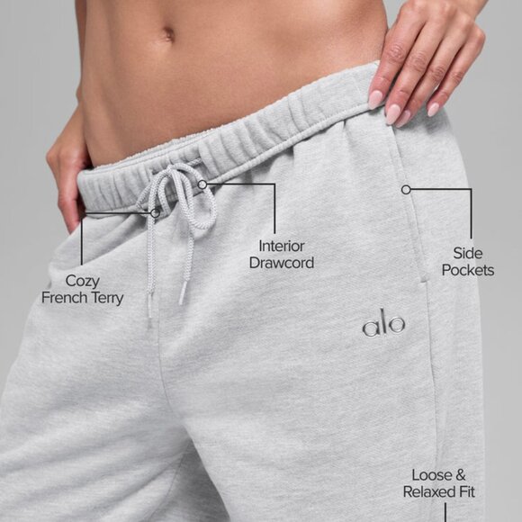 Alo Yoga Accolade Straight Leg Sweatpant Athletic Heather Grey - Picture 3 of 4